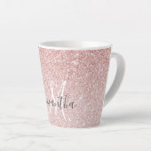Moderner rosafarbener Glitzer Glitzern Personalisi Milchtasse (Rechte Ecke)