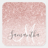 Moderner rosafarbener Glitzer Glitzern Personalisi Quadratischer Aufkleber (Vorderseite)