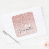 Moderner rosafarbener Glitzer Glitzern Personalisi Quadratischer Aufkleber (Umschlag)