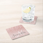 Moderner rosafarbener Glitzer Glitzern Personalisi Rechteckiger Pappuntersetzer (Vor Ort)
