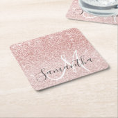 Moderner rosafarbener Glitzer Glitzern Personalisi Rechteckiger Pappuntersetzer (angewinkelt)