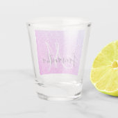 Moderner rosafarbener Glitzer Glitzern Personalisi Schnapsglas (Rückseite)