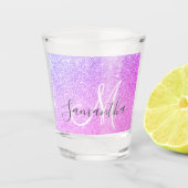 Moderner rosafarbener Glitzer Glitzern Personalisi Schnapsglas (Vorderseite)