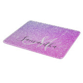 Moderner rosafarbener Glitzer Glitzern Personalisi Schneidebrett (Ecke)