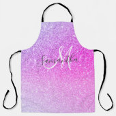Moderner rosafarbener Glitzer Glitzern Personalisi Schürze (Vorderseite)