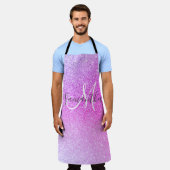 Moderner rosafarbener Glitzer Glitzern Personalisi Schürze (Getragen)