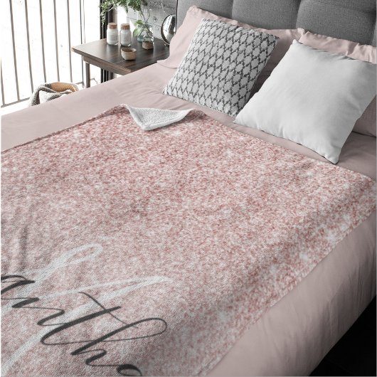 Moderner rosafarbener Glitzer Glitzern Personalisi Sherpadecke