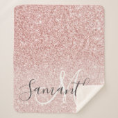 Moderner rosafarbener Glitzer Glitzern Personalisi Sherpadecke (Vorderseite)