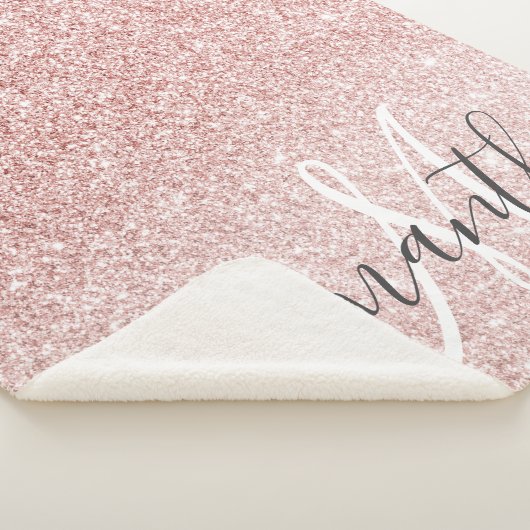 Moderner rosafarbener Glitzer Glitzern Personalisi Sherpadecke (3/4)