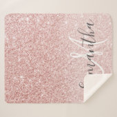 Moderner rosafarbener Glitzer Glitzern Personalisi Sherpadecke (Vorderseite (Horizontal))