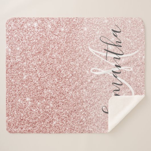 Moderner rosafarbener Glitzer Glitzern Personalisi Sherpadecke (Vorderseite (Horizontal))
