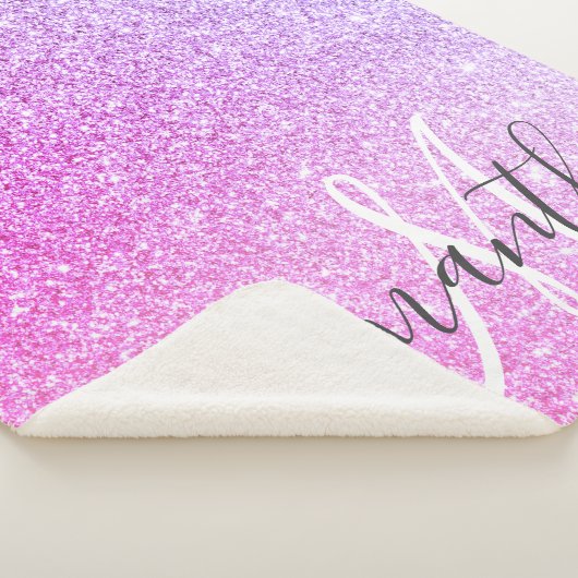 Moderner rosafarbener Glitzer Glitzern Personalisi Sherpadecke (3/4)