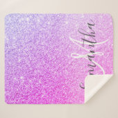 Moderner rosafarbener Glitzer Glitzern Personalisi Sherpadecke (Vorderseite (Horizontal))