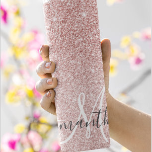 Moderner rosafarbener Glitzer Glitzern Personalisi Thermosbecher