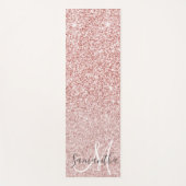 Moderner rosafarbener Glitzer Glitzern Personalisi Yogamatte (Vorderseite)