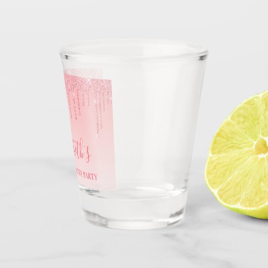 Moderner rosafarbener Glitzer Junggeselinnen-Absch Schnapsglas (Rechts)