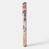 Moderner rosafarbener Glitzer Personalisierter Nam iPhone Hülle (Linke Seite)