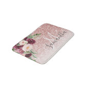 Moderner rosafarbener Glitzer und Blume mit Namen Badematte (Schrägansicht)