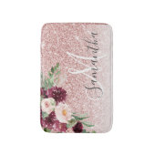 Moderner rosafarbener Glitzer und Blume mit Namen Badematte (Vorderseite Vertikal)