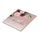 Moderner rosafarbener Glitzer und Blume mit Namen Fliese (Seite)