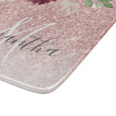 Moderner rosafarbener Glitzer und Blume mit Namen Schneidebrett (Ecke)