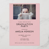 Moderner rosafarbener Graduate 2 Foto Abschluss Folieneinladung (Rückseite)