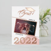 Moderner rosafarbener Graduate 2 Foto Abschluss Folieneinladung (Stehend vorne)