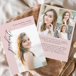 Moderner rosafarbener Graduate Einfaches Foto Absc Ankündigung