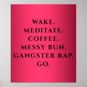 Moderner rosafarbener Kaffee und gesunder Bun fett Poster (Vorne)