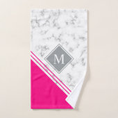 Moderner, rosafarbener Marmor aus Monogramm-Fuchsi Badhandtuch Set (Handtuch)