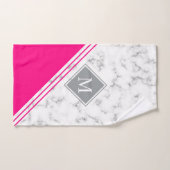 Moderner, rosafarbener Marmor aus Monogramm-Fuchsi Badhandtuch Set (Handtuch)