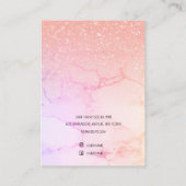 Moderner rosafarbener Marmor- und Glitzer-Verdiene Visitenkarte (Rückseite)