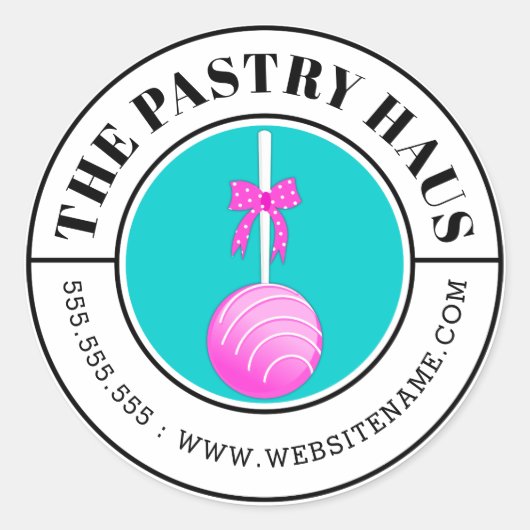 Moderner rosafarbener Pop Kurveller Runder Aufkleber (Vorderseite)