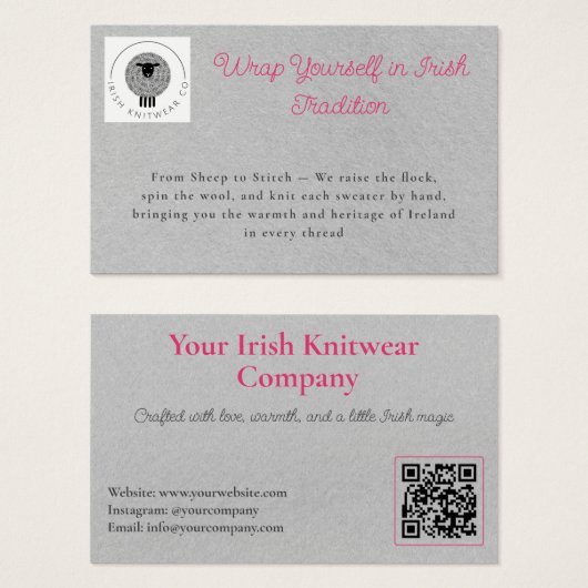 Moderner rosafarbener QR-Code (Vorne & Hinten)