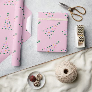 Moderner rosafarbener Weihnachtsbaum Geschenkpapier