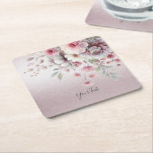 Moderner rosafarbener weißer Untersetzer (angewinkelt)