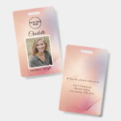 Moderner Rose Glitzer Mitarbeiter Foto ID Abzeiche Ausweis (Front & Back)