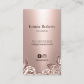 Moderner Rose Gold Blume & Schere Schönheitssalon Visitenkarte (Rückseite)