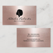 Moderner Rose Gold Bob Haarlogos Schönheitssalon Visitenkarte (Vorne/Hinten)