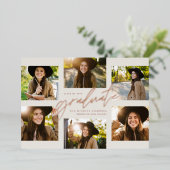 Moderner Rose Gold Foto Collage Abschluss Folieneinladung (Stehend vorne)