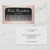 Moderner Rose Gold Friseur Comb Salon Visitenkarte (Vorne/Hinten)