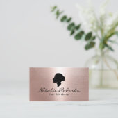 Moderner Rose Gold Girl Head Logo Beauty Salon Wel Visitenkarte (Stehend Vorderseite)