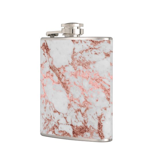 Moderner Rose Gold Glitzer Flachmann (Links)