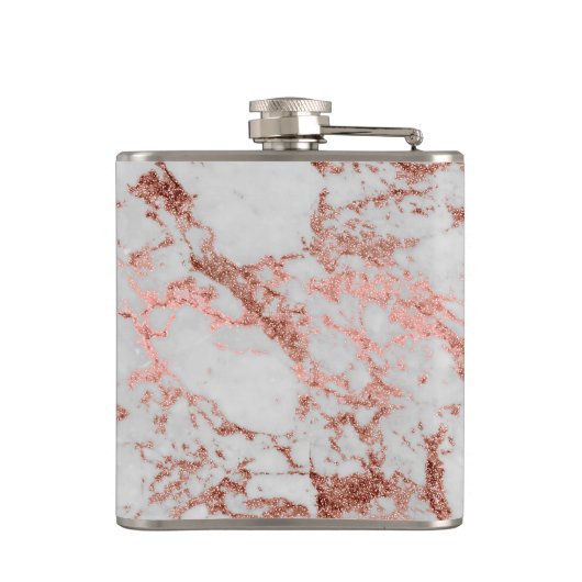 Moderner Rose Gold Glitzer Flachmann (Rückseite)