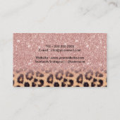 Moderner Rose Gold Glitzer Leopard Schönheitssalon Visitenkarte (Rückseite)