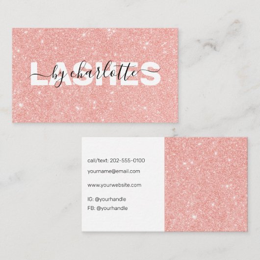 Moderner Rose Gold Glitzer Makeup Artist Friseur S Visitenkarte (Vorne/Hinten)