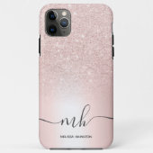 Moderner Rose Gold Glitzer metallisch mit Monogram Case-Mate iPhone Hülle (Rückseite)