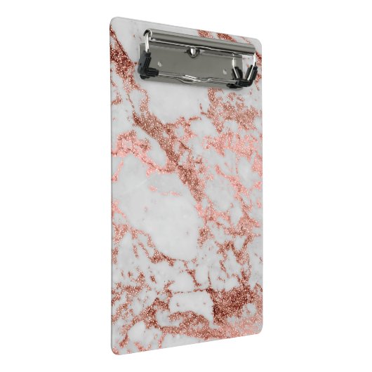 Moderner Rose Gold Glitzer Mini Klemmbrett (Schrägansicht)