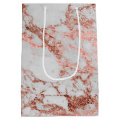 Moderner Rose Gold Glitzer Mittlere Geschenktüte (Rückseite)