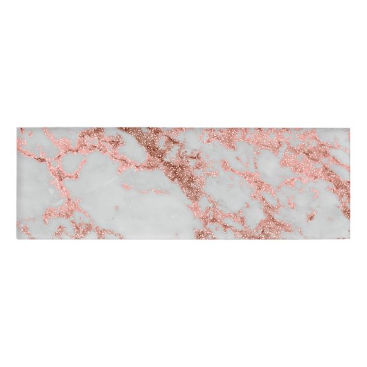 Moderner Rose Gold Glitzer Namenschild (Vorderseite)